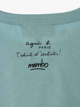 ENFANT ユニセックス キッズ オーガニックコットン プリント 半袖 アーティスト Tシャツ "Mambo" ライトグリーン