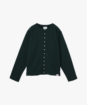 HOMME メンズ メンズ オーガニックコットン メルトン 長袖 カーディガンプレッション "Nacre"  [Made in France] グリーン