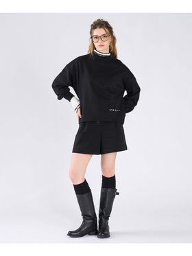 To b. by agnès b. WEB限定 ロゴ コットン ボリュームスリーブ スウェットプルオーバー ブラック