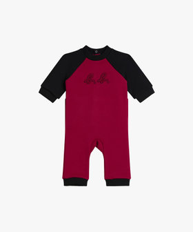 ENFANT ベビー べビー "b.b." ロゴ オーガニックコットン ラグラン コンビネゾン "Grenouillette" レッド