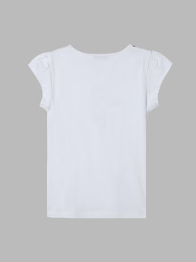 ENFANT ガールズ キッズ リボン プリント コットン 半袖 Tシャツ "Iris" ホワイト