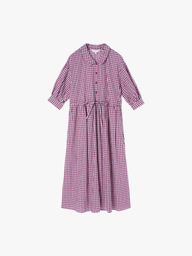 To b. by agnès b. 【Outlet】ギンガムリップルチェックワンピース パープル