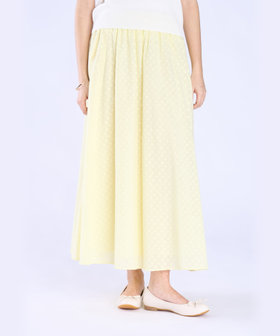 To b. by agnès b. フラワー コットン カット ジャカード スカート イエロー