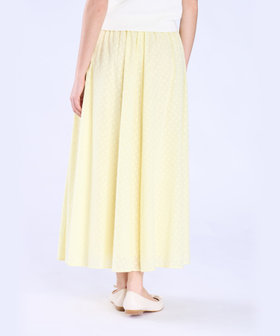 To b. by agnès b. フラワー コットン カット ジャカード スカート イエロー