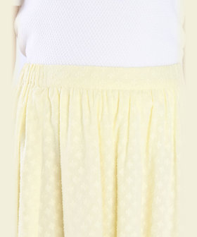 To b. by agnès b. フラワー コットン カット ジャカード スカート イエロー