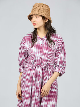 To b. by agnès b. 【Outlet】ギンガムリップルチェックワンピース パープル