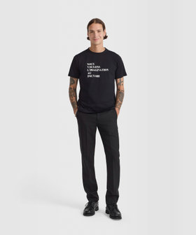 FEMME ウィメンズ プリント コットン 半袖 Tシャツ  "Nous voulons l'imagination au pouvoir" ブラック