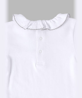 ENFANT ベビー ベビー ロゴ 刺繍 コットン 半袖 コンビネゾン ホワイト