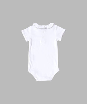 ENFANT ベビー ベビー ロゴ 刺繍 コットン 半袖 コンビネゾン ホワイト