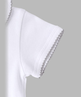 ENFANT ベビー ベビー ロゴ 刺繍 コットン 半袖 コンビネゾン ホワイト