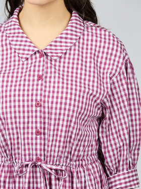 To b. by agnès b. 【Outlet】ギンガムリップルチェックワンピース パープル