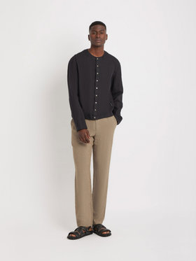 HOMME メンズ メンズ リネン カーディガンシャツ ブラック