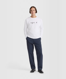 HOMME メンズ メンズ ロゴ コットン 長袖 Tシャツ "Coulos" ホワイト
