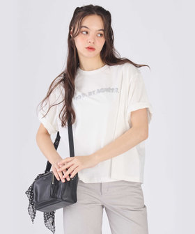 To b. by agnès b. ロゴ パフプリント コットン 半袖 Tシャツ ホワイト