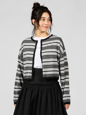 To b. by agnès b. 【Outlet】マルチストライプカーディガン ブラック