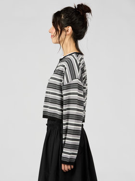 To b. by agnès b. 【Outlet】マルチストライプカーディガン ブラック