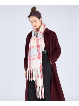 To b. by agnès b. チェック マフラー レッド