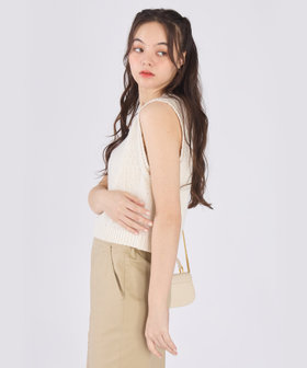 To b. by agnès b. スター 刺繍 ミックス ヤーン ニット ベスト ホワイト