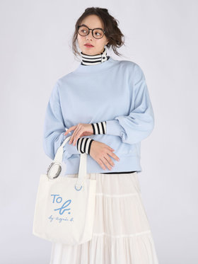 To b. by agnès b. WEB限定 ロゴ コットン ボリュームスリーブ スウェットプルオーバー ライトブルー