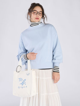 To b. by agnès b. WEB限定 ロゴ コットン ボリュームスリーブ スウェットプルオーバー ライトブルー