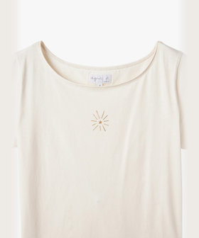 FEMME ウィメンズ プリント オーガニックコットン 半袖 Tシャツ "Australie" ホワイト