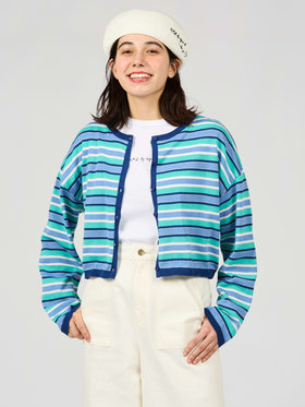 To b. by agnès b. 【Outlet】マルチストライプカーディガン ブルー