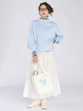 To b. by agnès b. WEB限定 ロゴ コットン ボリュームスリーブ スウェットプルオーバー ライトブルー