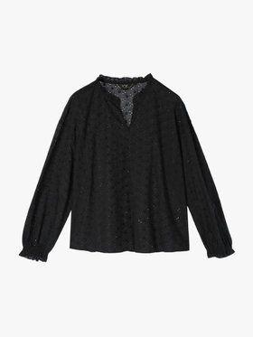 To b. by agnès b. 【Outlet】スキッパ―レースブラウス ブラック