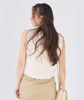 To b. by agnès b. スター 刺繍 ミックス ヤーン ニット ベスト ホワイト