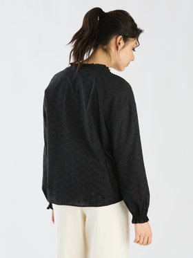 To b. by agnès b. 【Outlet】スキッパ―レースブラウス ブラック