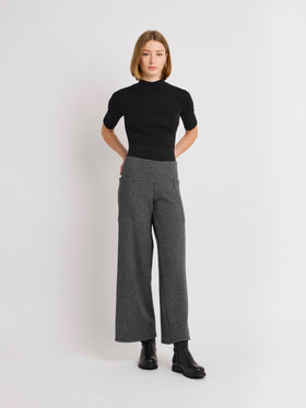 FEMME ウィメンズ チェック ウール コットン ワイドパンツ ”New Mathis” グレー系その他