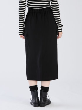 To b. by agnès b. 【Outlet】ワーステッドポリエステルカーゴスカート ブラック