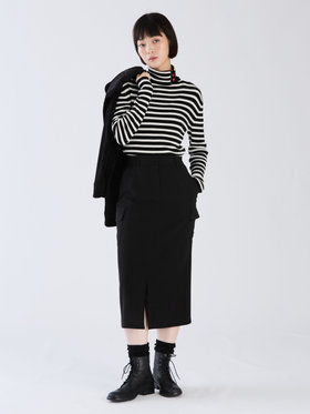 To b. by agnès b. 【Outlet】ワーステッドポリエステルカーゴスカート ブラック