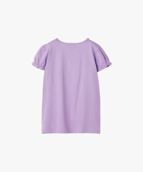 ENFANT ガールズ キッズ ロゴ ボーダー プリント コットン 半袖 Tシャツ "Heart" パープル系その他