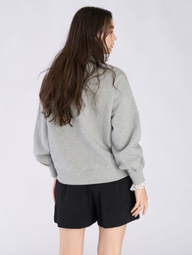 To b. by agnès b. WEB限定 ロゴ コットン ボリュームスリーブ スウェットプルオーバー グレー