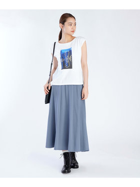 FEMME ウィメンズ コットン ロング フレアスカート ”Milaine” グレー