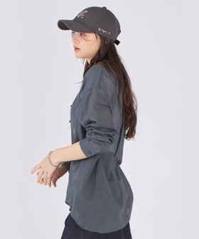 To b. by agnès b. コットン ロングスリーブ ボーイズシャツ チャコールグレー