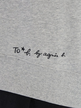 To b. by agnès b. WEB限定 ロゴ コットン ボリュームスリーブ スウェットプルオーバー グレー