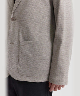 HOMME メンズ メンズ チェック コットンジャージー オーバーサイズ テーラードジャケット "Greenford Large" ベージュ