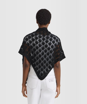 FEMME ウィメンズ かぎ編み コットン トライアングル スカーフ "Marjolaine" ブラック