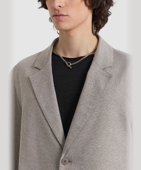 HOMME メンズ メンズ チェック コットンジャージー オーバーサイズ テーラードジャケット "Greenford Large" ベージュ