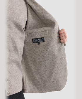 HOMME メンズ メンズ チェック コットンジャージー オーバーサイズ テーラードジャケット "Greenford Large" ベージュ