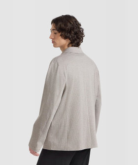 HOMME メンズ メンズ チェック コットンジャージー オーバーサイズ テーラードジャケット "Greenford Large" ベージュ