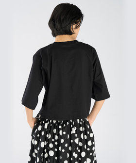 FEMME ウィメンズ ロゴ コットン 5分袖 Tシャツ "Yoko" ブラック