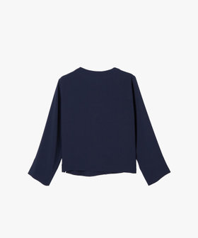 FEMME ウィメンズ トリアセテート ノーカラー シャツジャケット "Beatriz" ブルー系その他
