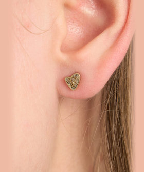 To b. by agnès b. グリッターハート ピアス ゴールド