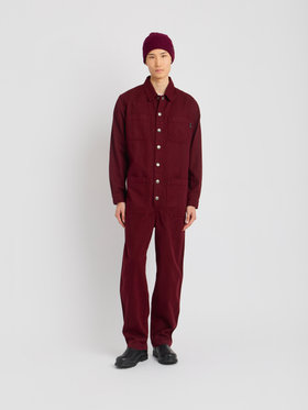 HOMME メンズ メンズ コットン ギャバジン オーバーオール ボルドー