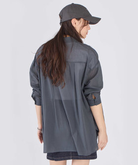 To b. by agnès b. コットン ロングスリーブ ボーイズシャツ チャコールグレー