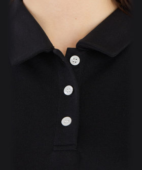 To b. by agnès b. WEB限定 ピケ ジャージー 半袖 ポロ ワンピース ブラック