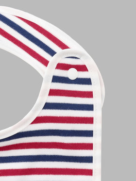 ENFANT ベビー ベビー "b."ロゴ 刺繍 トリコロールボーダー コットン スタイ ネイビー